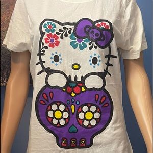 Hello Kitty by Sanrio glitter sugar skull tee